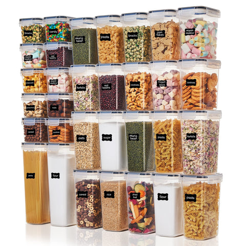Vtopmart 32pcs airtight containers set with lids for pantry organization and freshness.