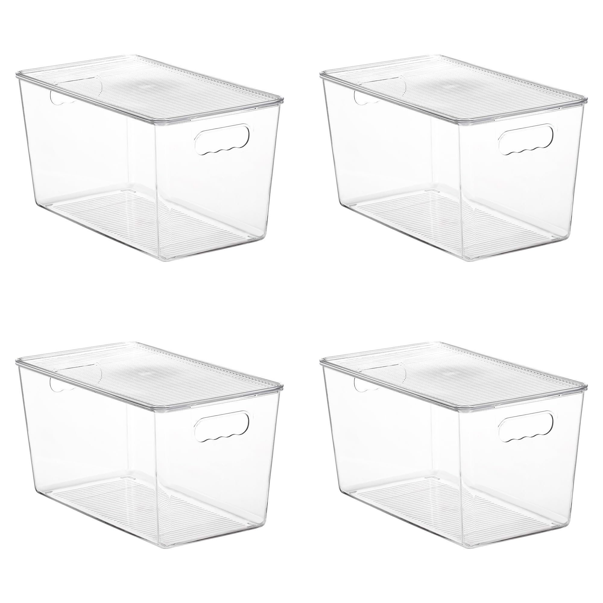 Vtopmart 4-pack clear stackable bins with lids for pantry organization