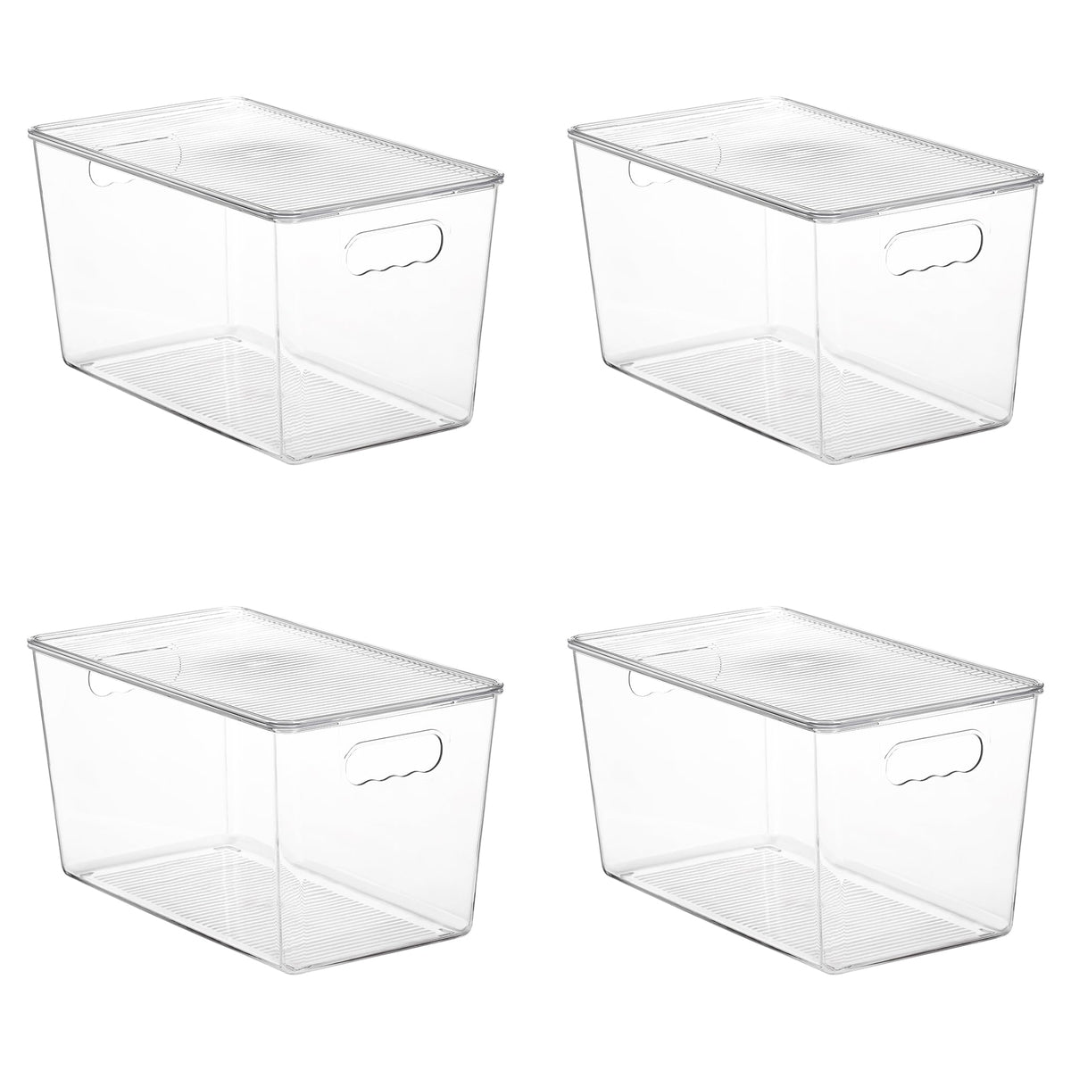Vtopmart 4-pack clear stackable bins with lids for pantry organization