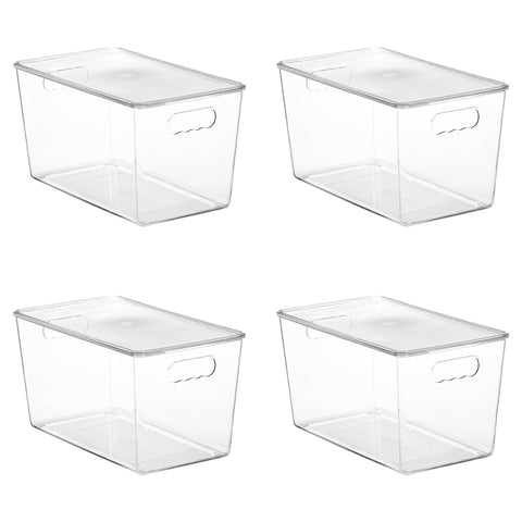 Vtopmart 4-pack clear stackable bins with lids for pantry organization