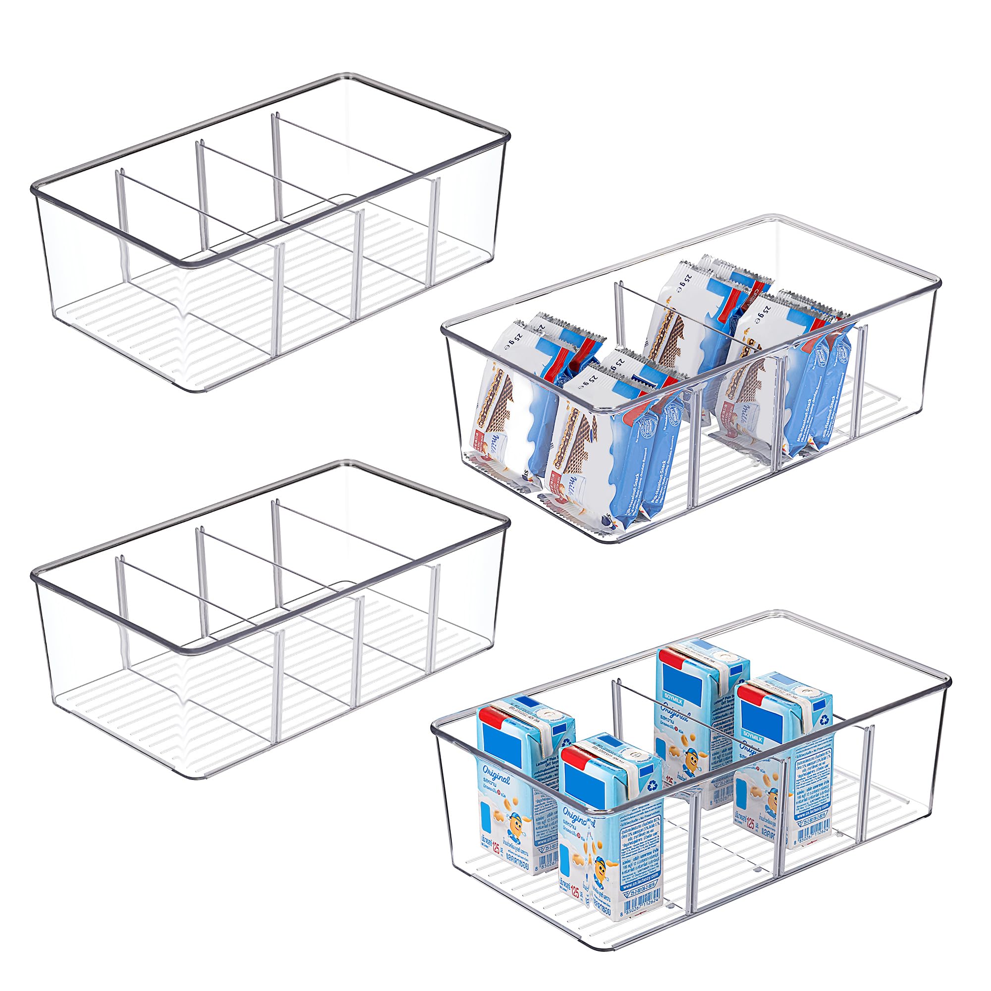Vtopmart 4 pack food storage bins for pantry organization and easy access
