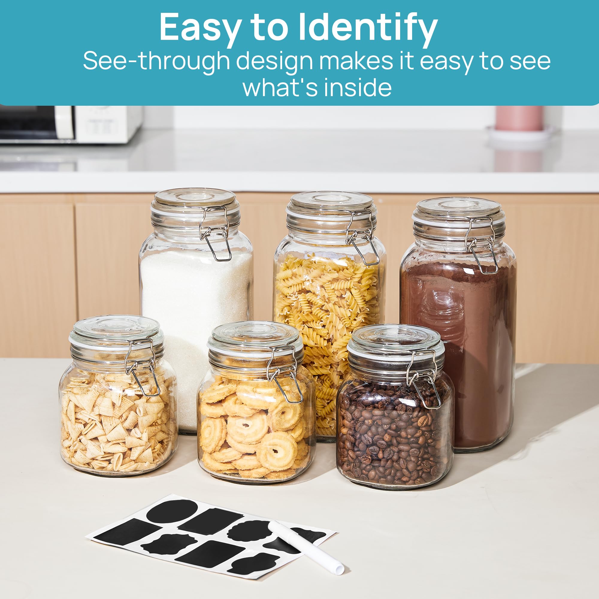 Eight chalkboard labels included for quick content identification