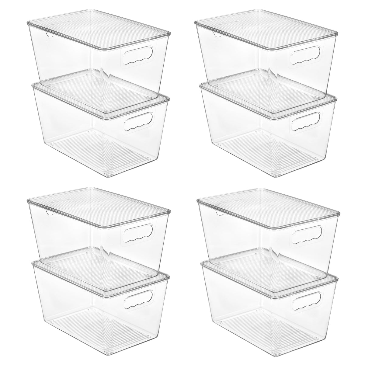Vtopmart 8-pack clear bin with lids for pantry organization and stackable storage
