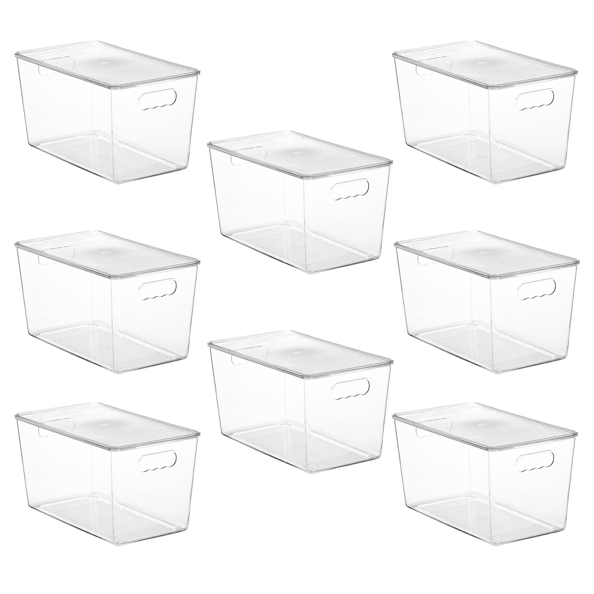 Vtopmart 8-pack clear stackable bin with lid for organized pantry storage.