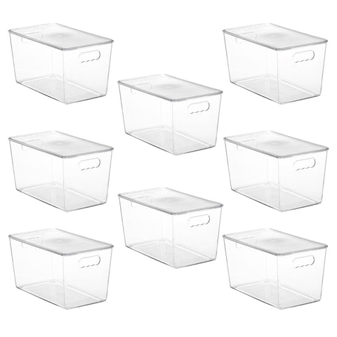 Vtopmart 8-pack clear stackable bin with lid for organized pantry storage.