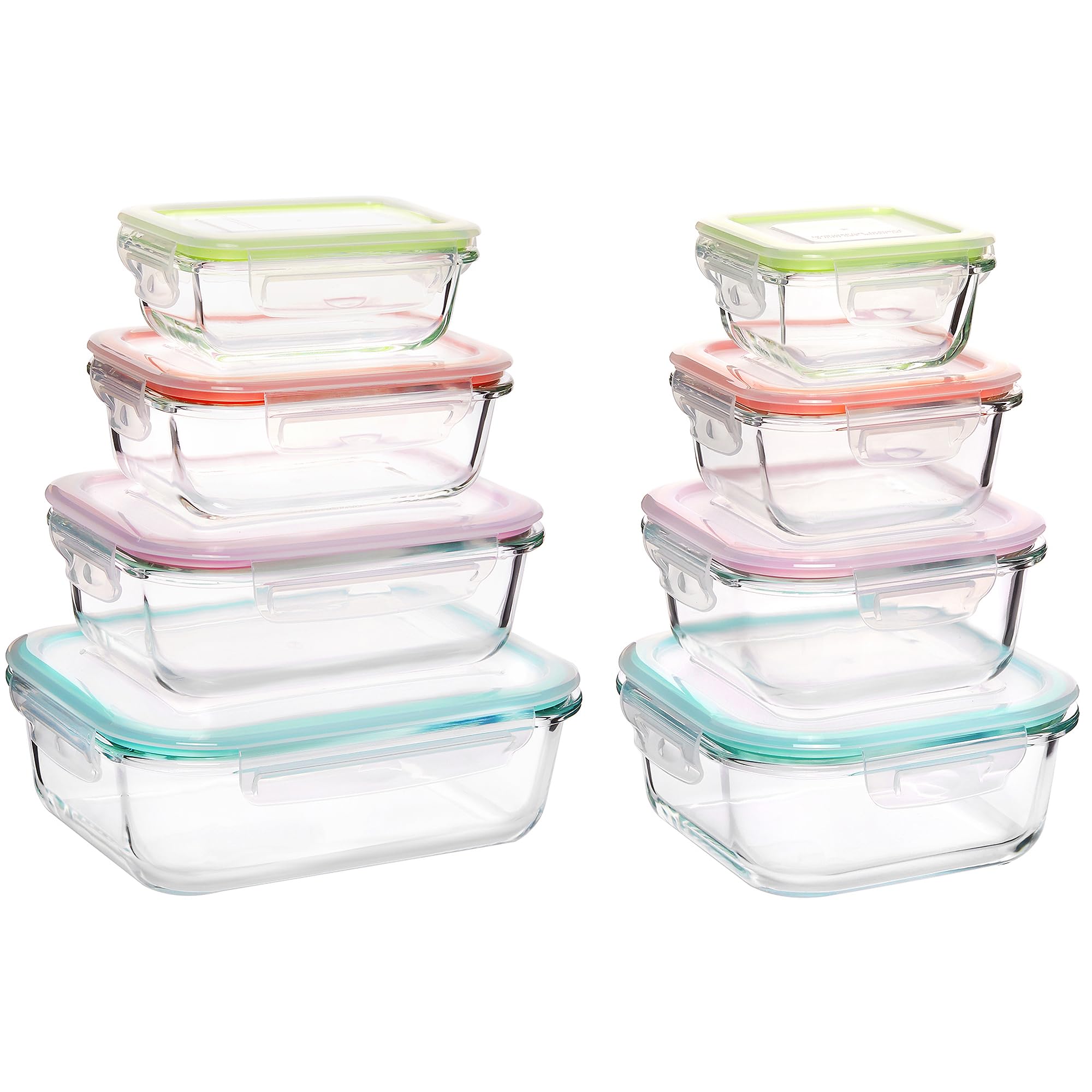 Vtopmart 8-pack glass containers for rectangular shapes and meal prep