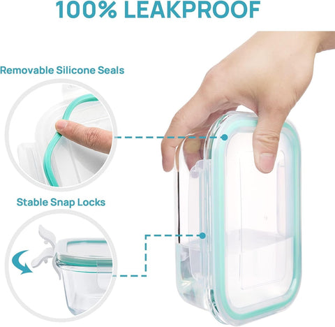 Vtopmart 8-pack square 27oz glass containers ideal for portions.