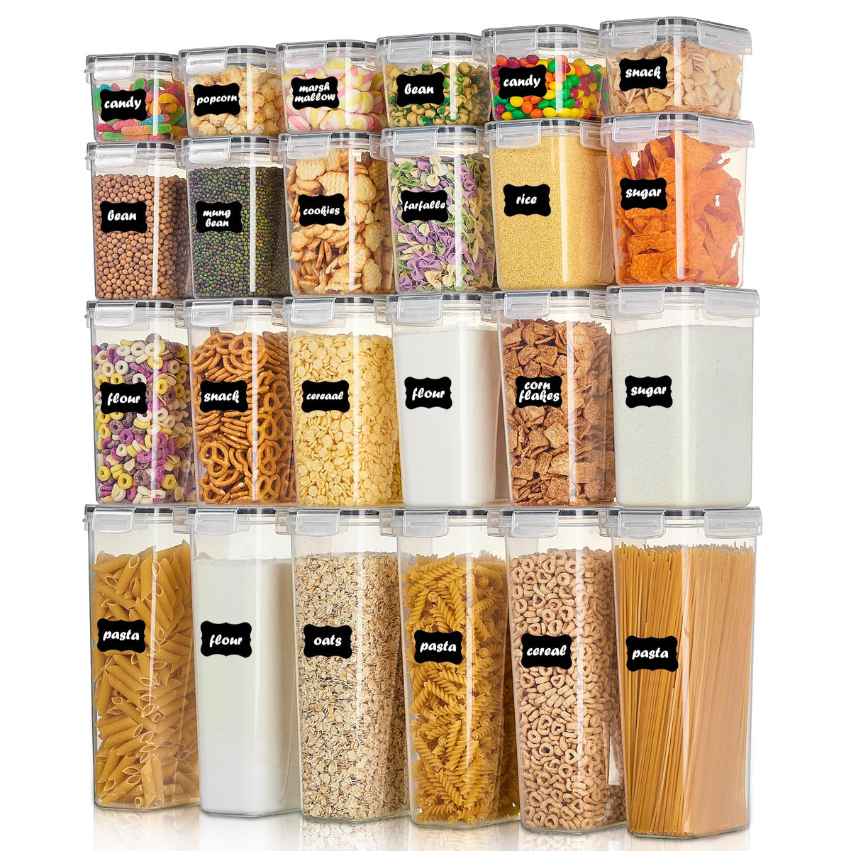 Vtopmart airtight containers on the countertop keep pantry organized and ingredients visible.