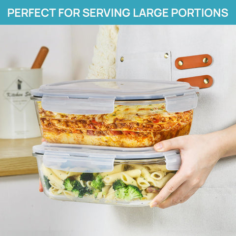 Vtopmart airtight hinged lid on borosilicate glass for leakproof storage.