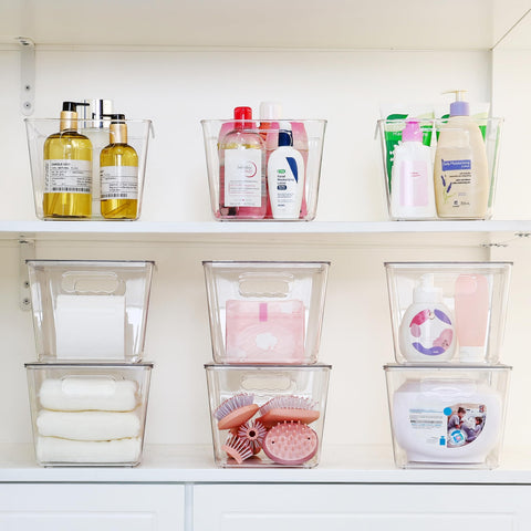 Vtopmart bathroom closet storage bin for cosmetics and toiletries in order