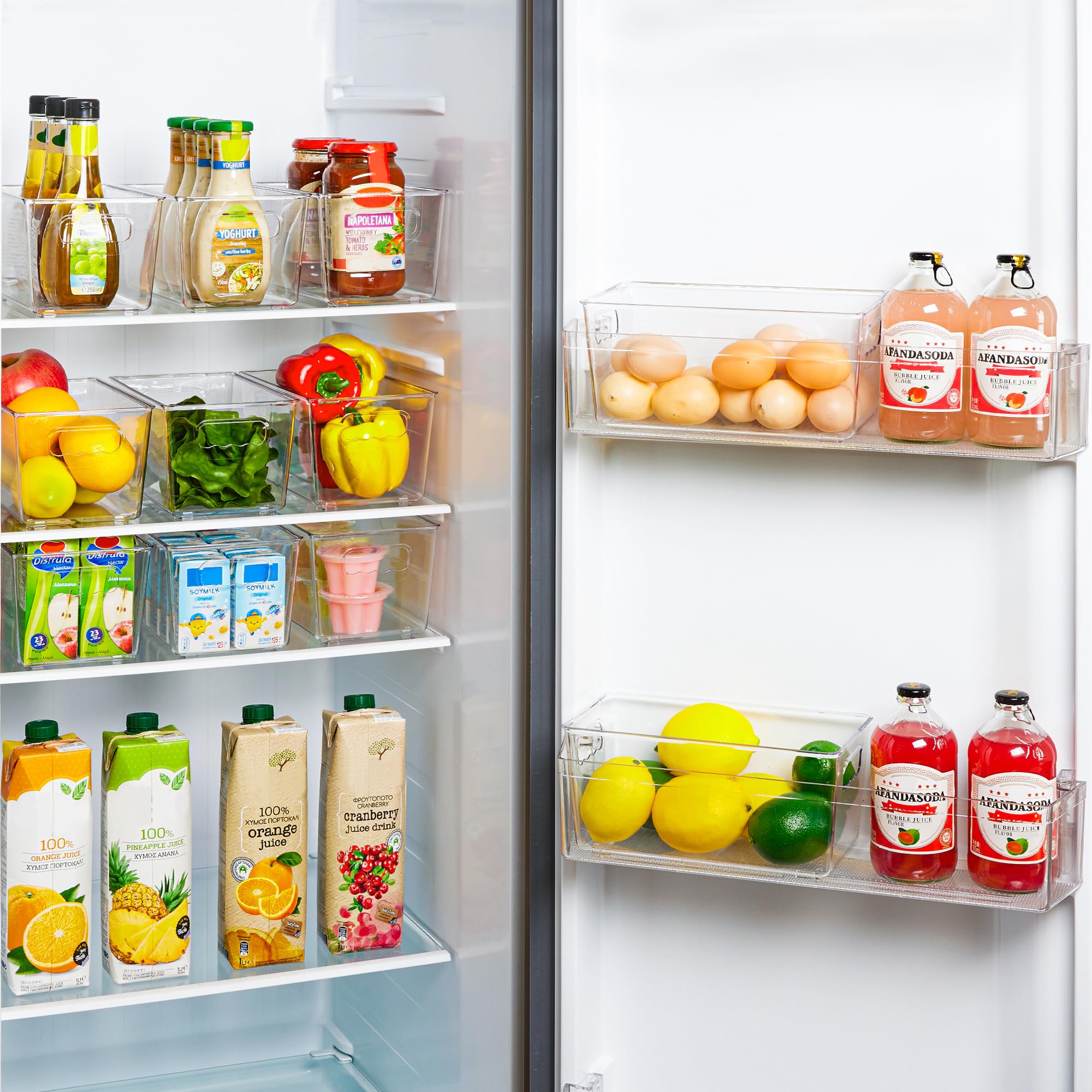 Vtopmart clear-view-bin on shelf highlights contents for quick rotation.