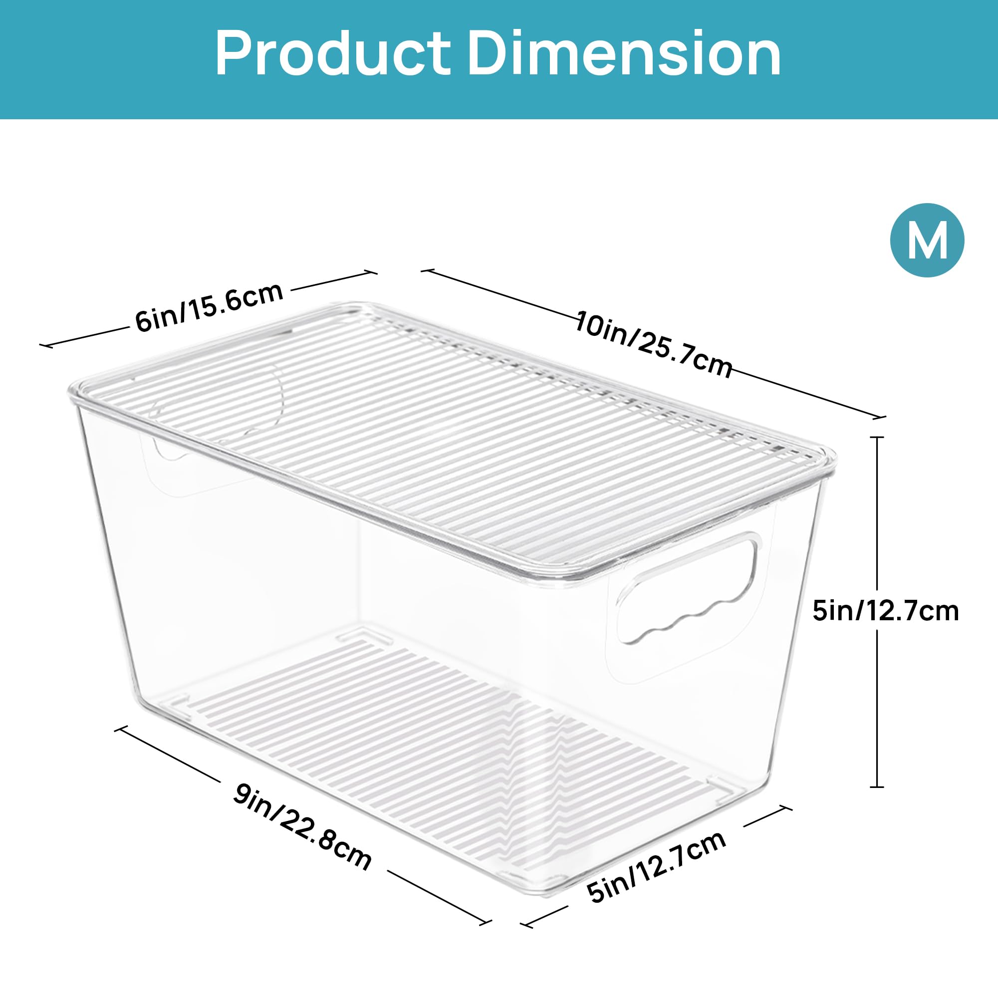 Vtopmart storage bin with built in handle for easy pulling