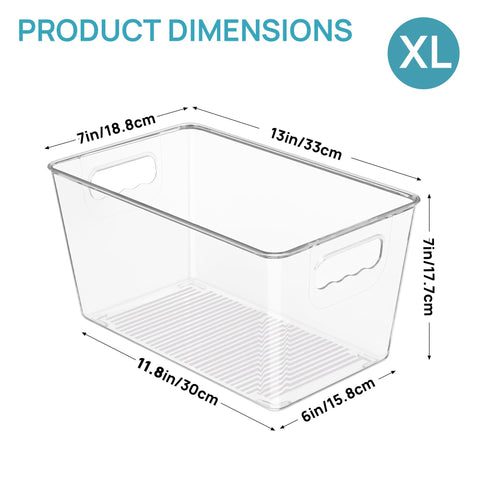 Vtopmart bin with handle for pantry easy access to snacks and beverages