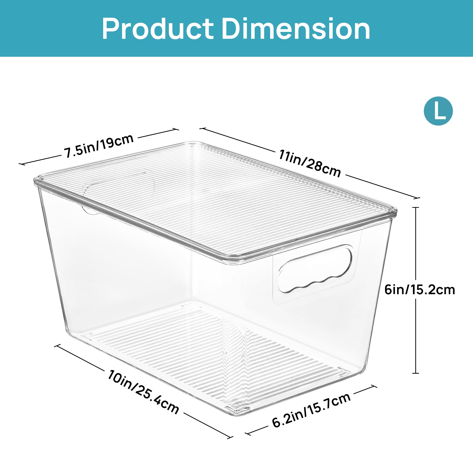 Vtopmart bin with handle for easy access and portable pantry storage
