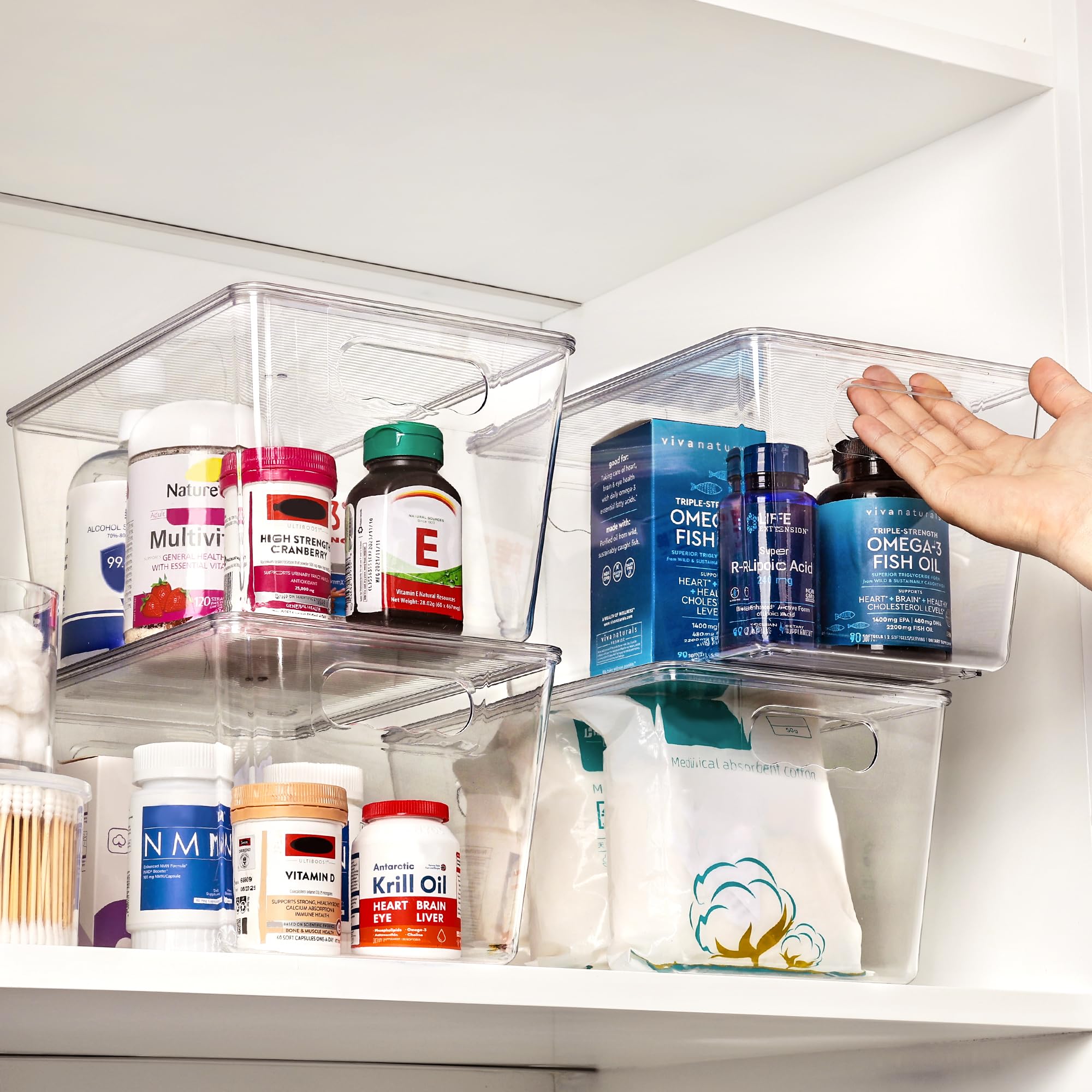 Vtopmart clear-view bin keeps items stacked neatly when not in use