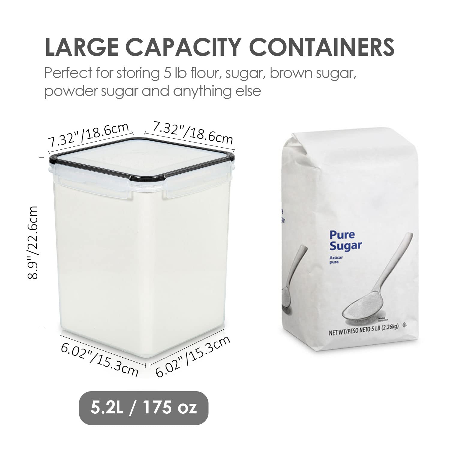 Vtopmart BPA-free plastic offers clear visibility of contents.