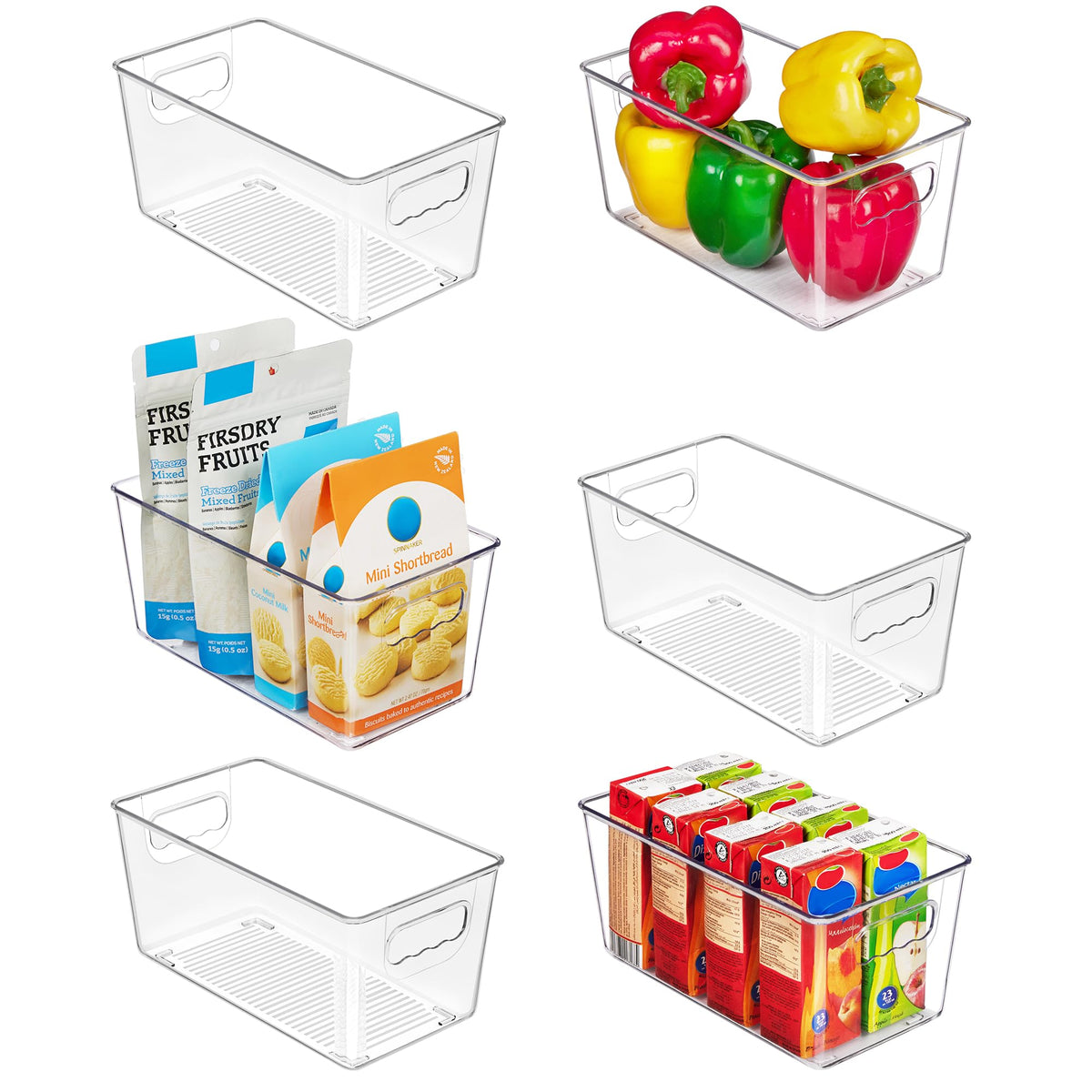 Vtopmart clear-bin pantry 6-pack for quick item visibility.