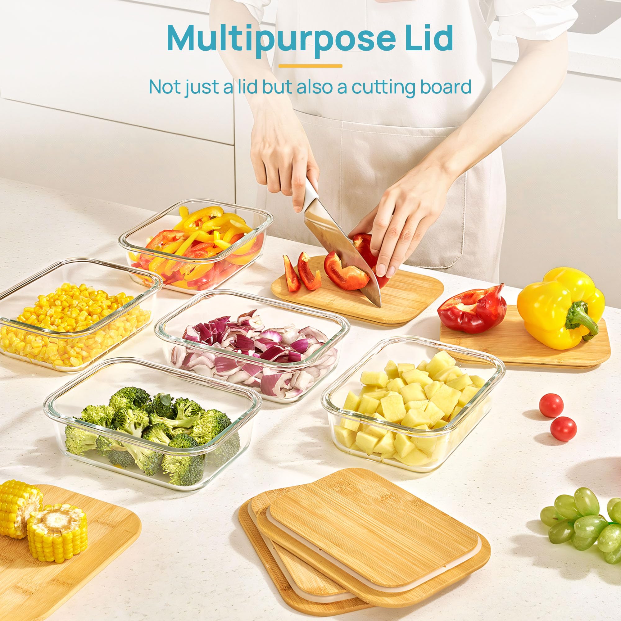 Vtopmart borosilicate glass resists temperature shifts for safe oven or microwave reheating.