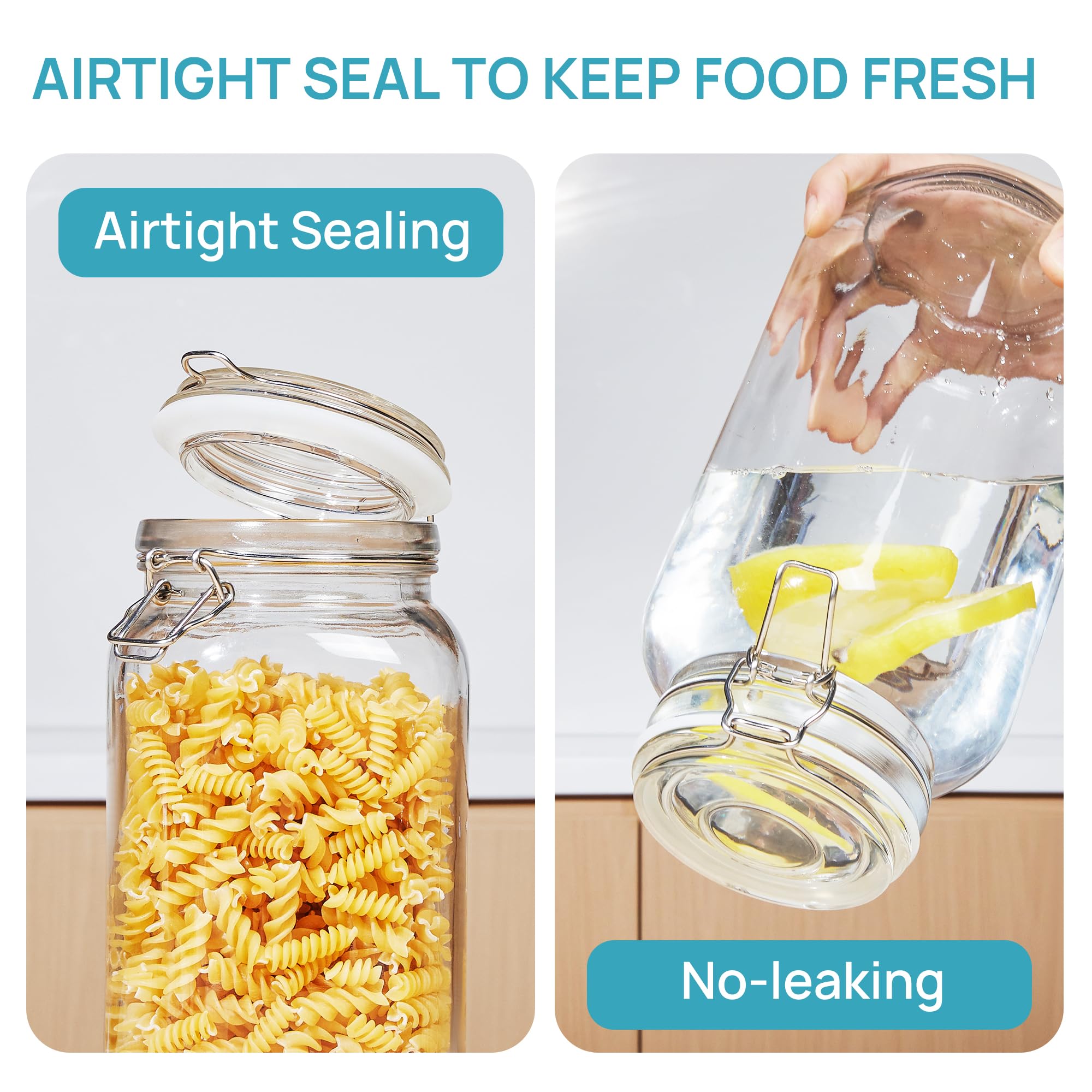 Clear glass container ideal for flour cereal or coffee at a glance