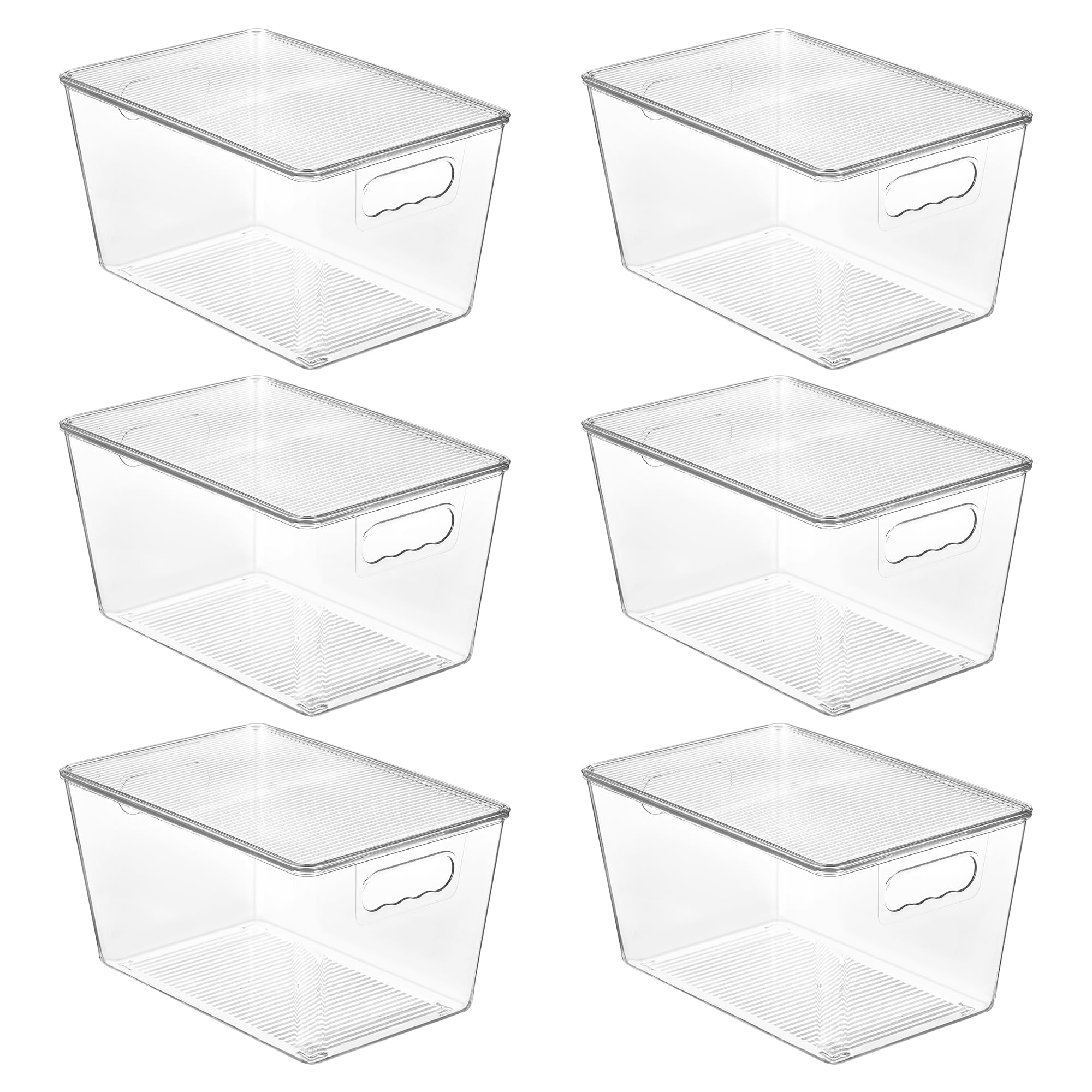 Vtopmart clear stackable bin with lid for pantry organization and easy access.