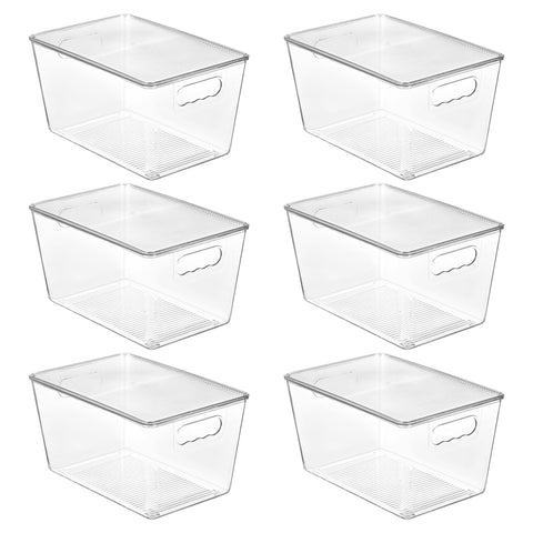 Vtopmart clear stackable bin with lid for pantry organization and easy access.