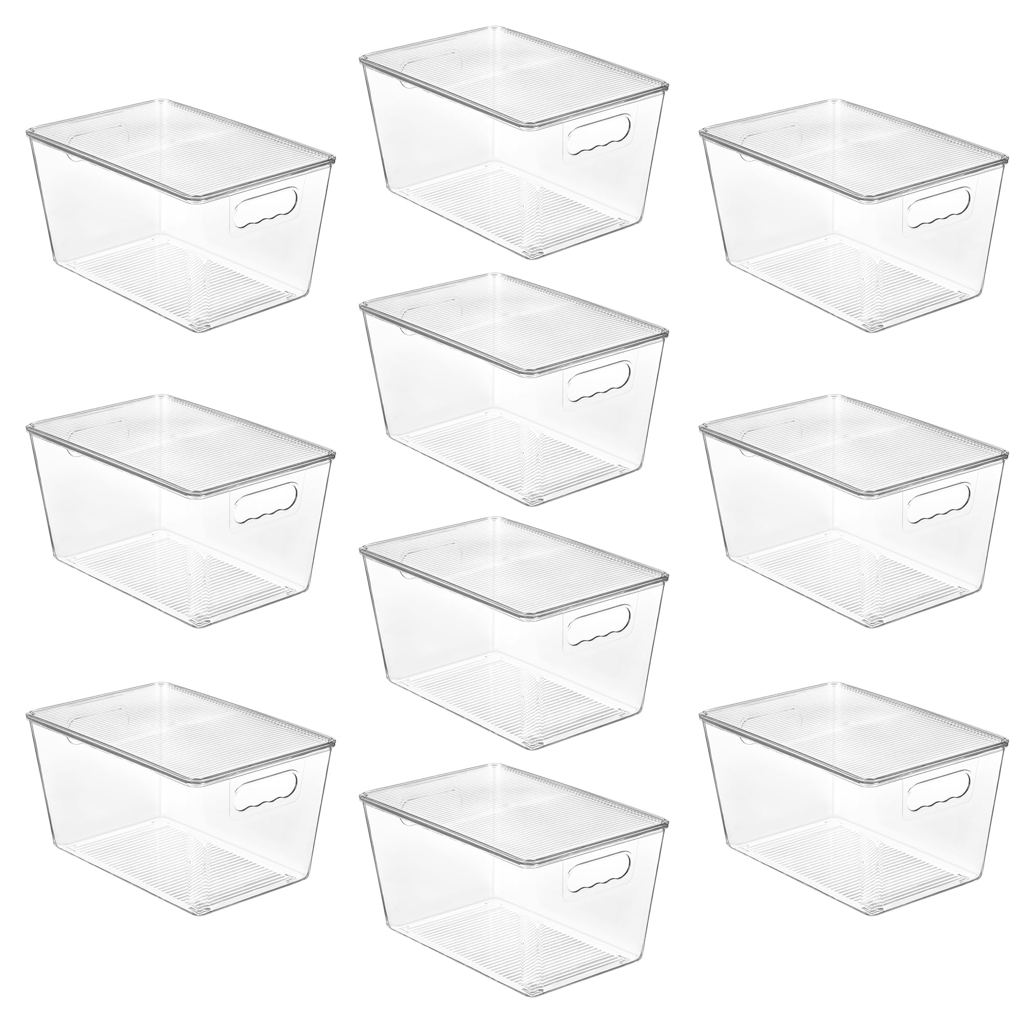 Vtopmart clear stackable bin with lids for pantry visibility and space-saving organization