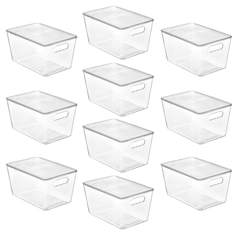 Vtopmart clear stackable bin with lids for pantry visibility and space-saving organization