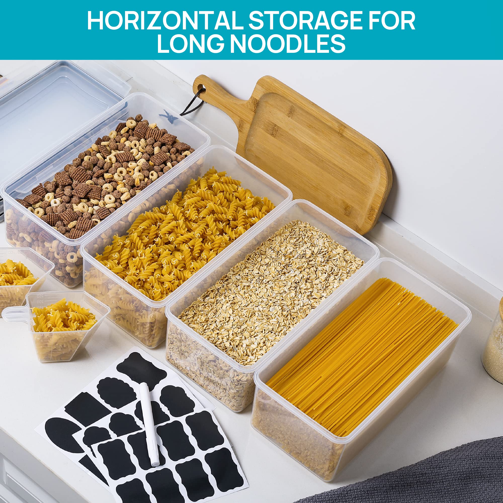 Vtopmart flat pasta storage in cabinet keeps spaghetti accessible
