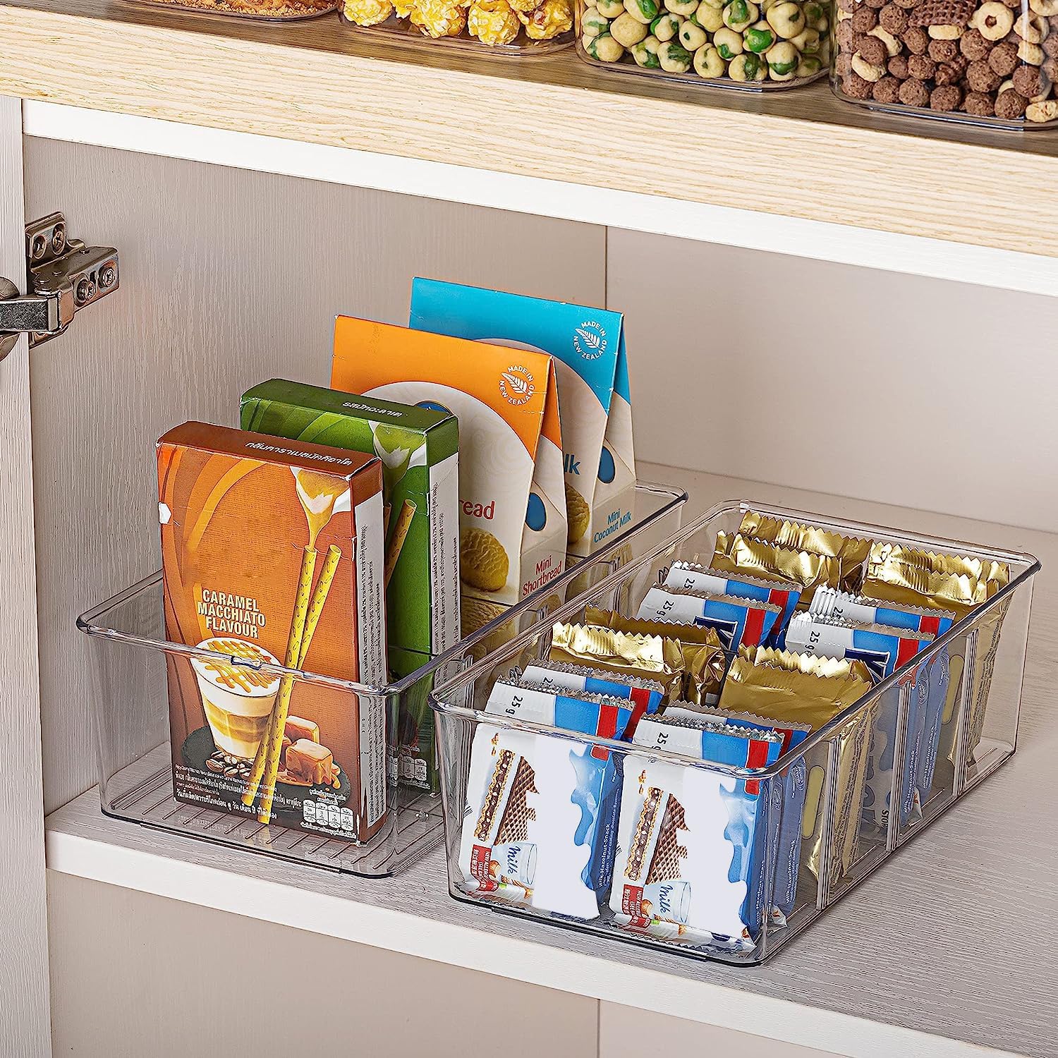 Vtopmart food packet organizer bin compact dimensions 10.4 by 6.1 by 3.5 inches.