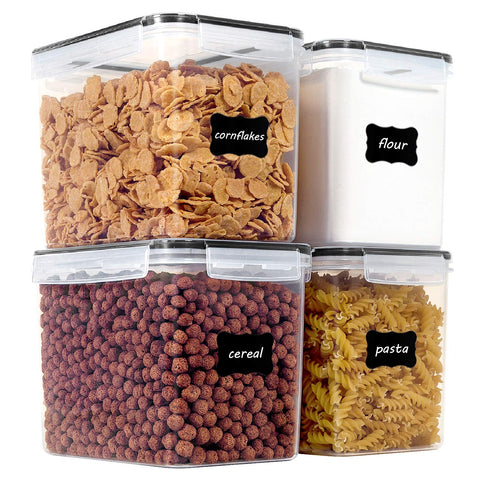 Vtopmart four-piece airtight canister set for organized pantry storage.