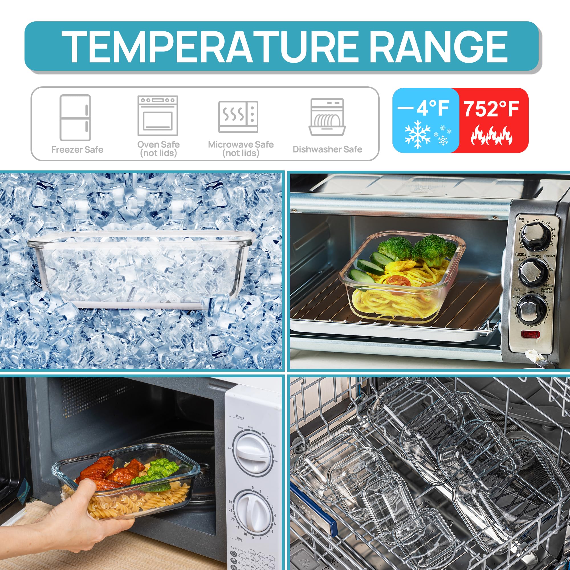 Vtopmart glass containers safe for oven and microwave use