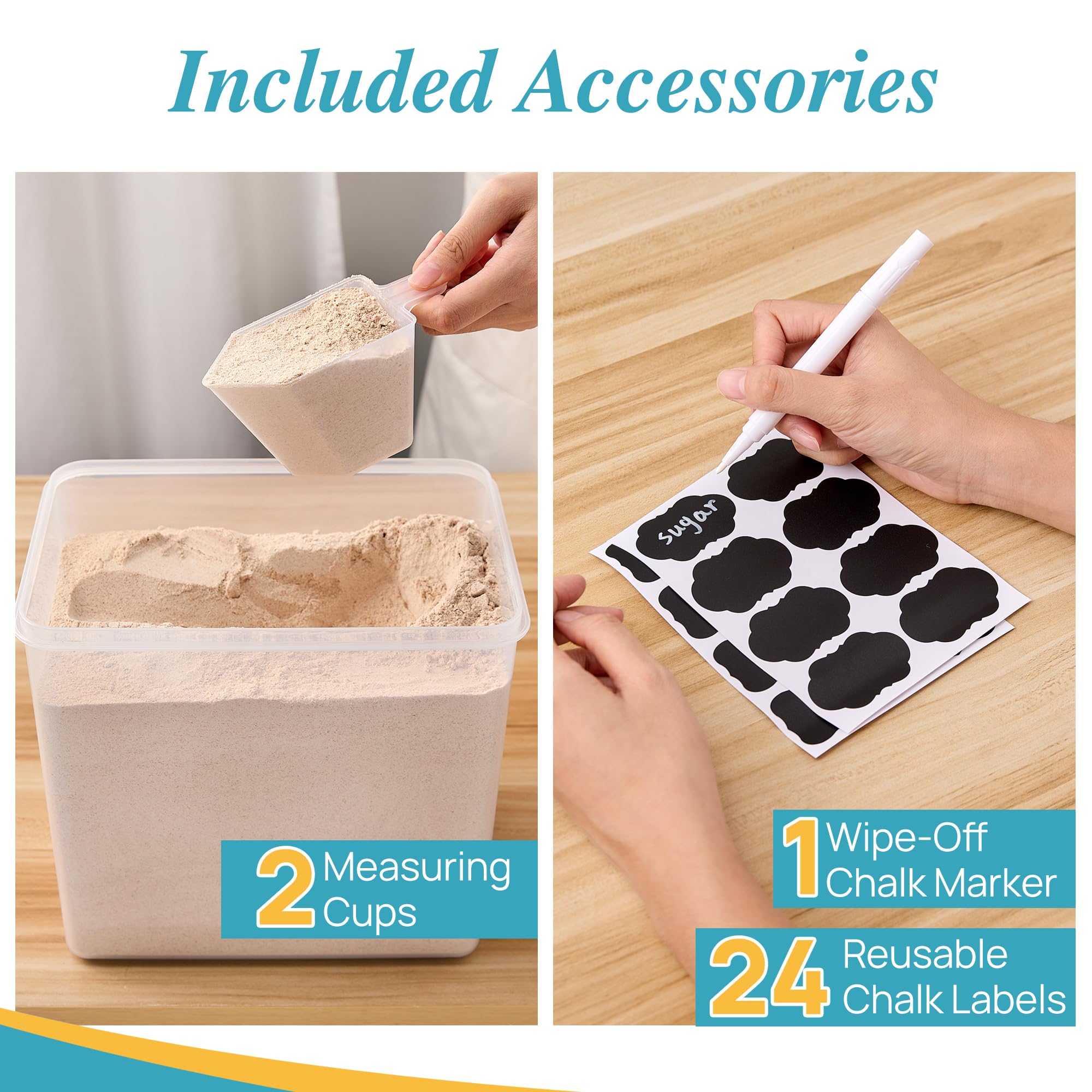 Vtopmart versatile storage for rice, flour, sugar and baking supplies.