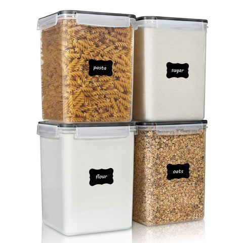 Vtopmart large containers set neatly organizes the pantry with four pieces.