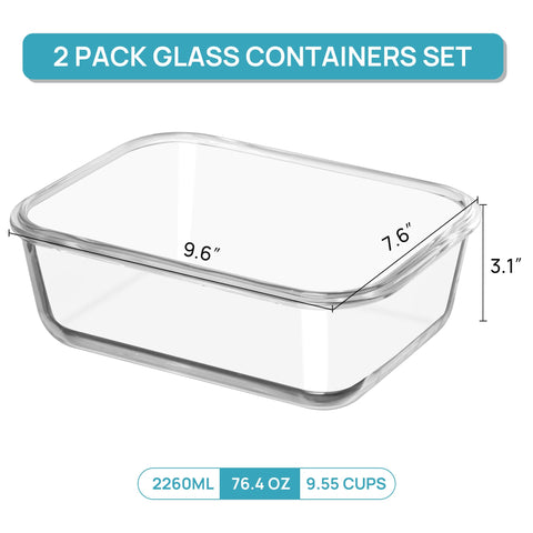 Vtopmart large glass container designed for baking and roasting with wide opening.