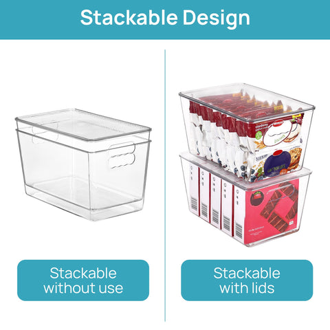 Vtopmart large plastic storage bin for organizing bottles and cans in fridge or cabinet