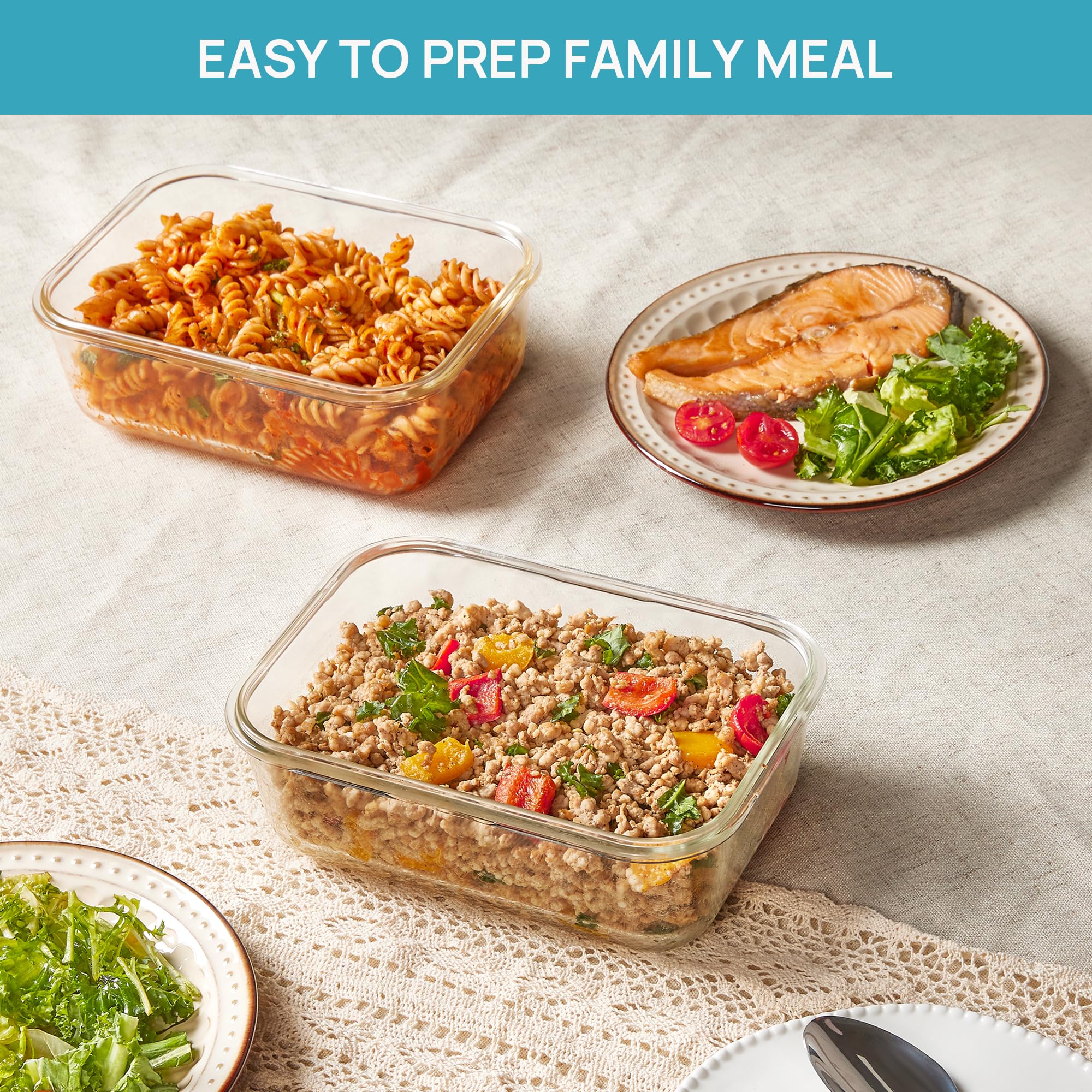 Vtopmart oven- and microwave-safe glass containers for versatile cooking.