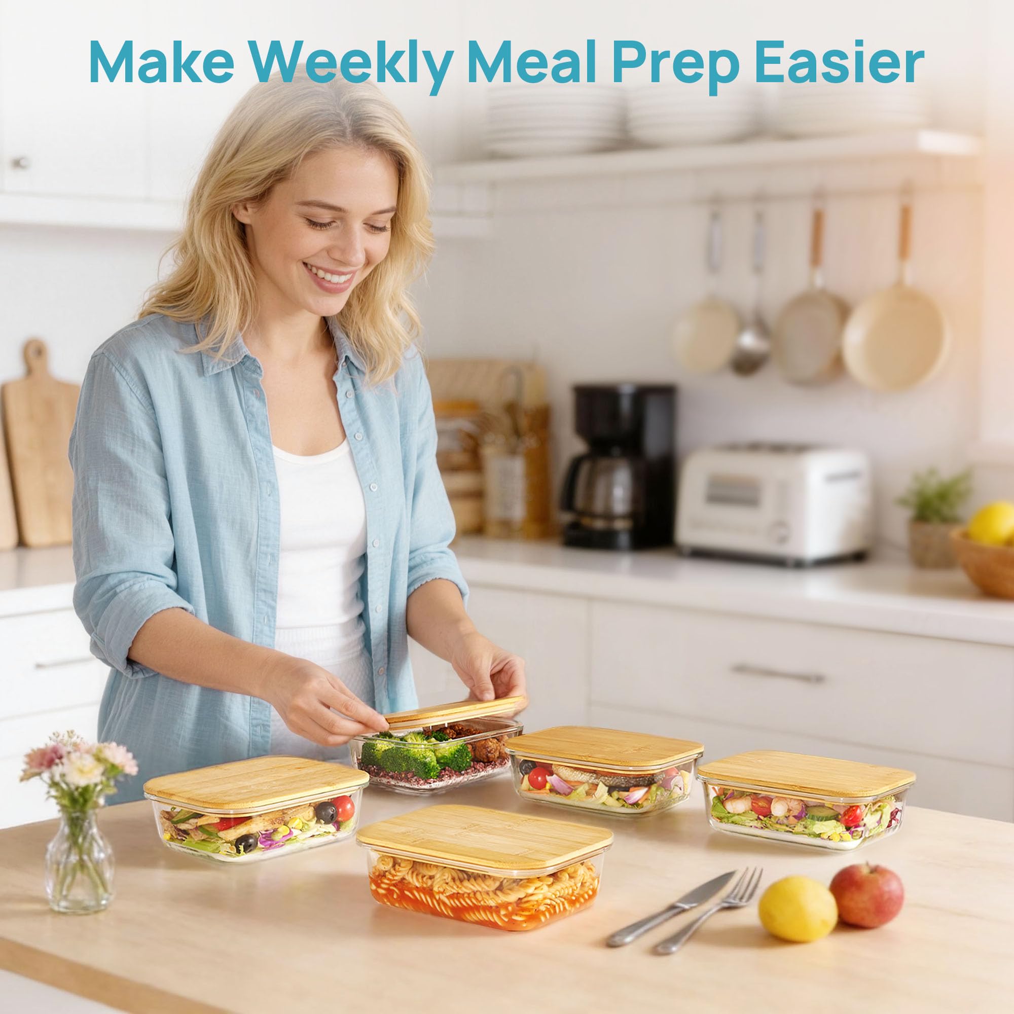 Vtopmart BPA-free glass keeps foods fresh with stain-resistant clarity.