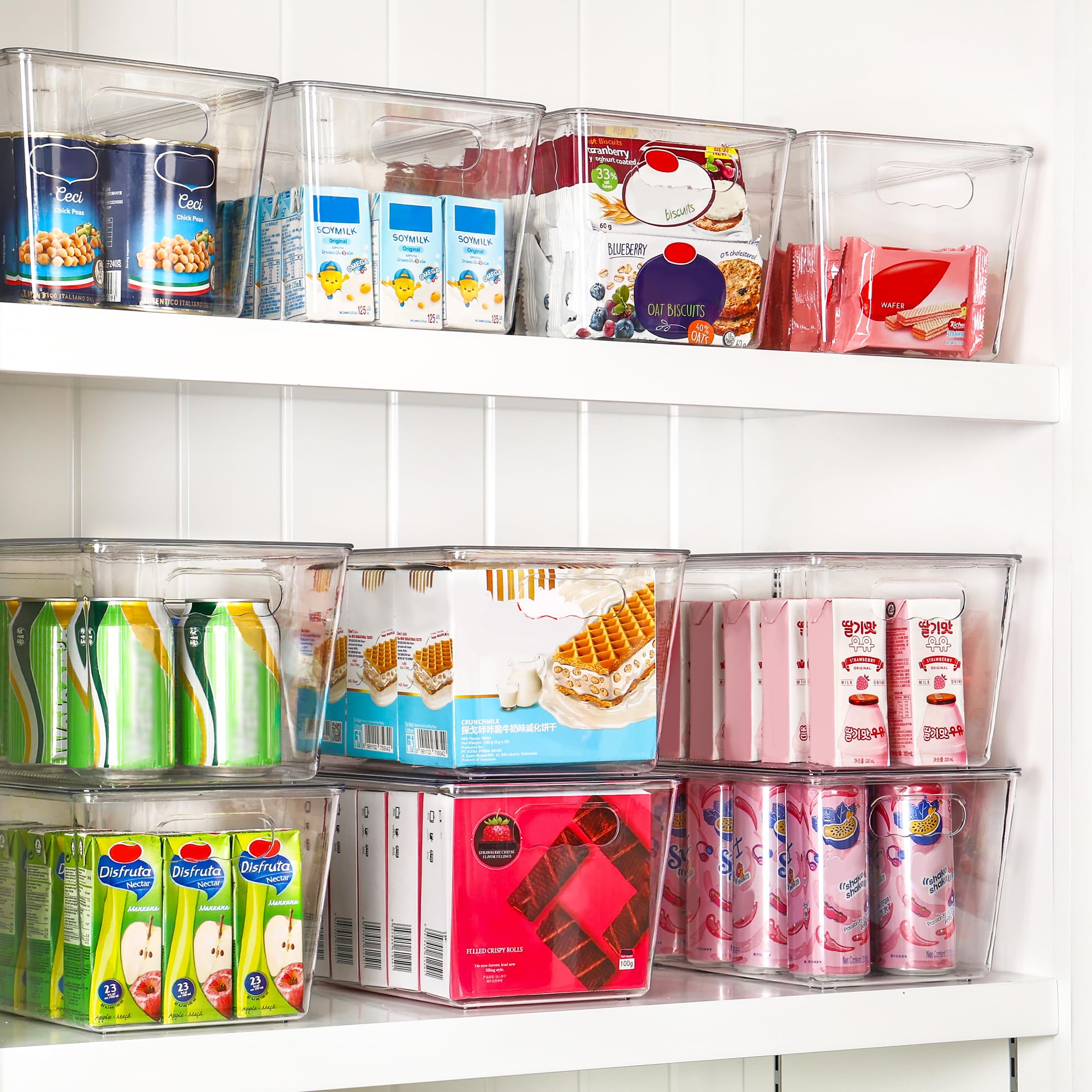 Vtopmart pantry organizer clear bin keeps snacks and cans neatly visible