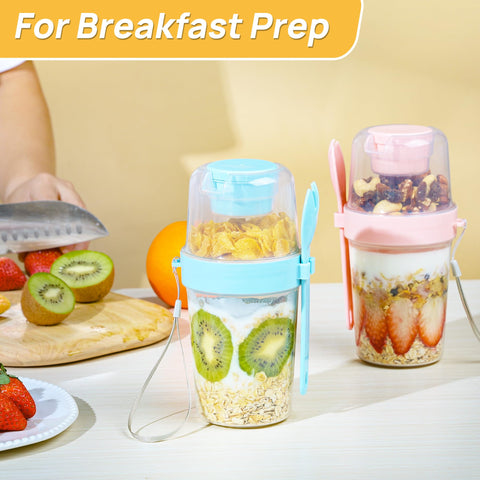 Vtopmart sauce cup and fork included with parfait cups for convenient meals.