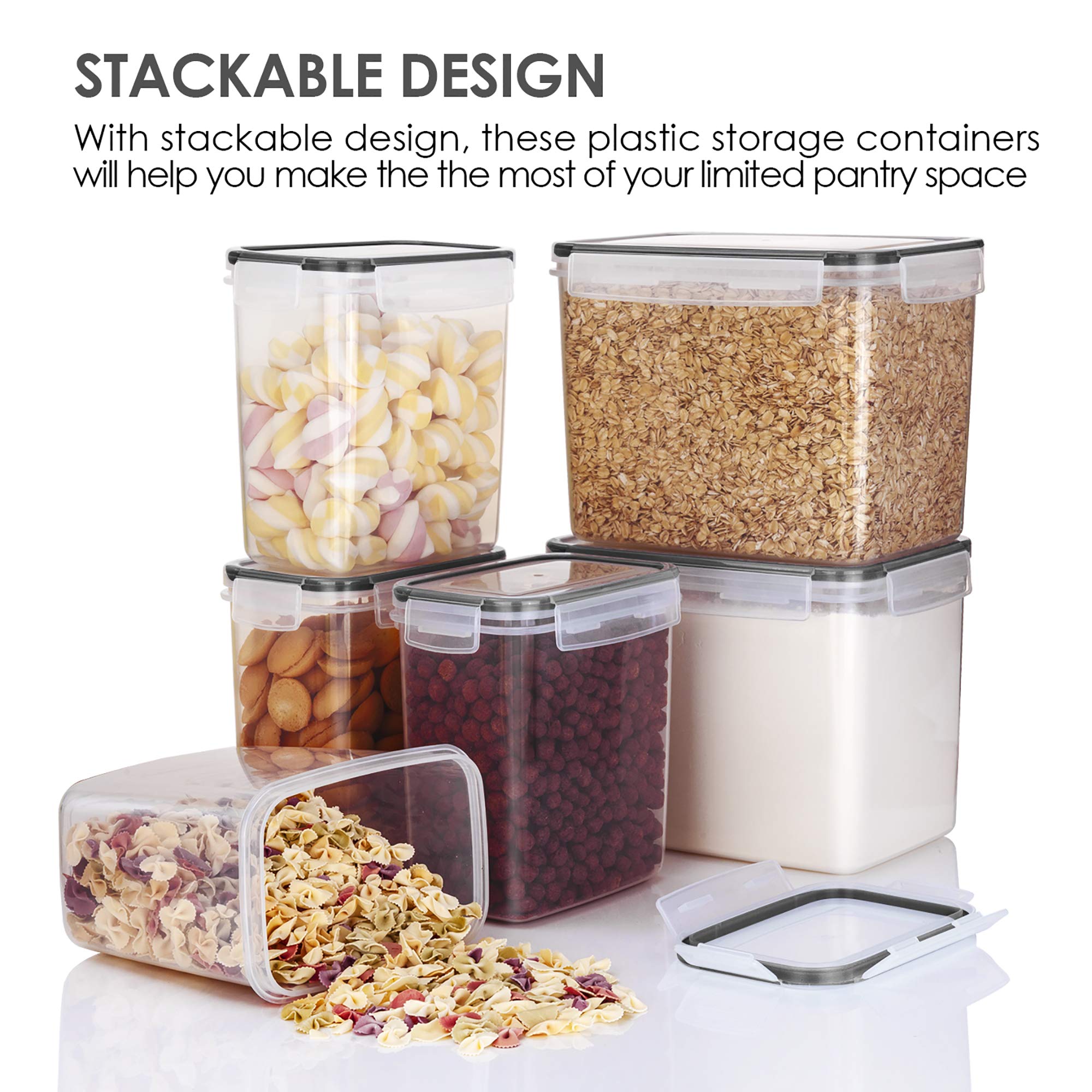 Vtopmart side-locking lids with silicone gasket seal out moisture.