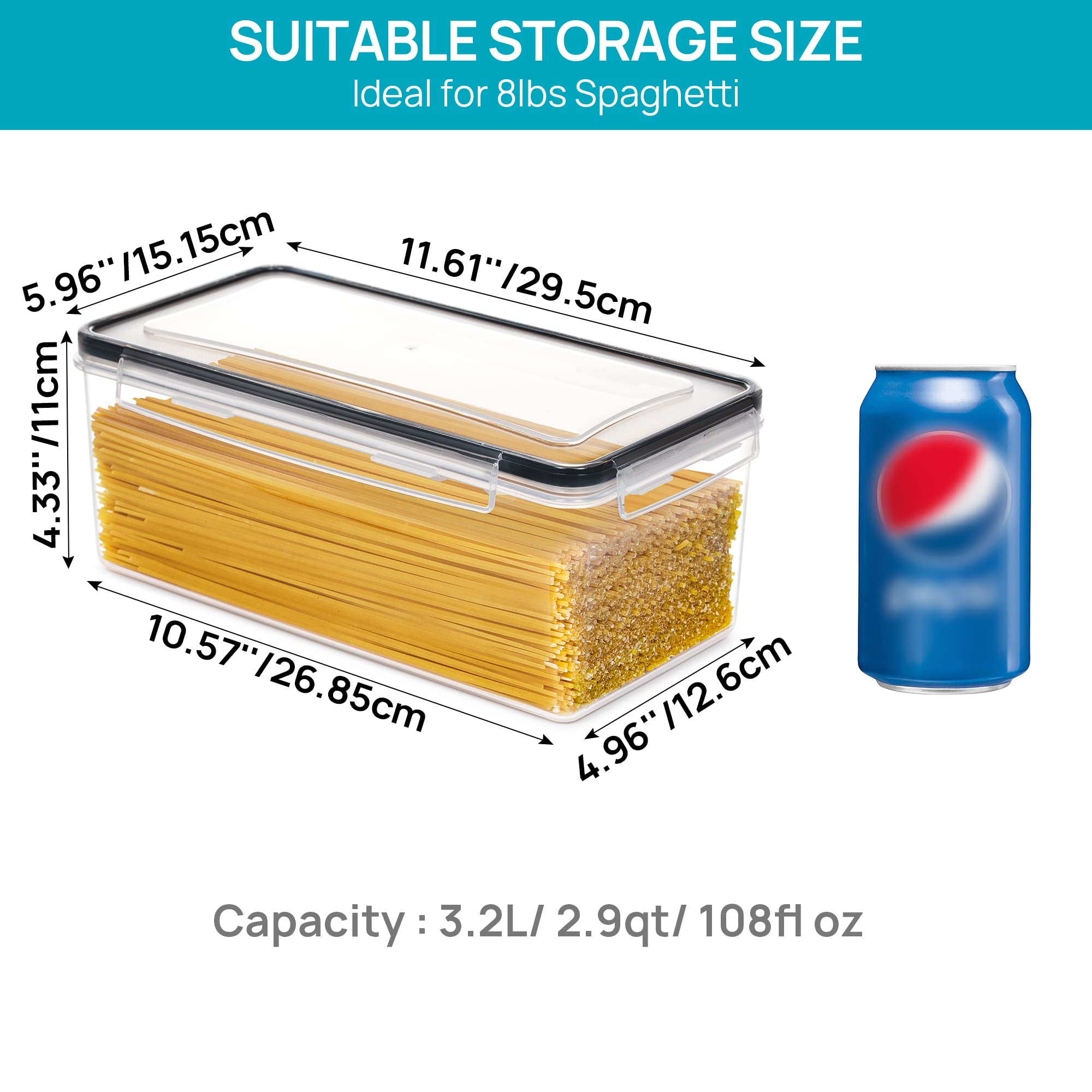 Close-up of Vtopmart side-locking lids with secure airtight design.