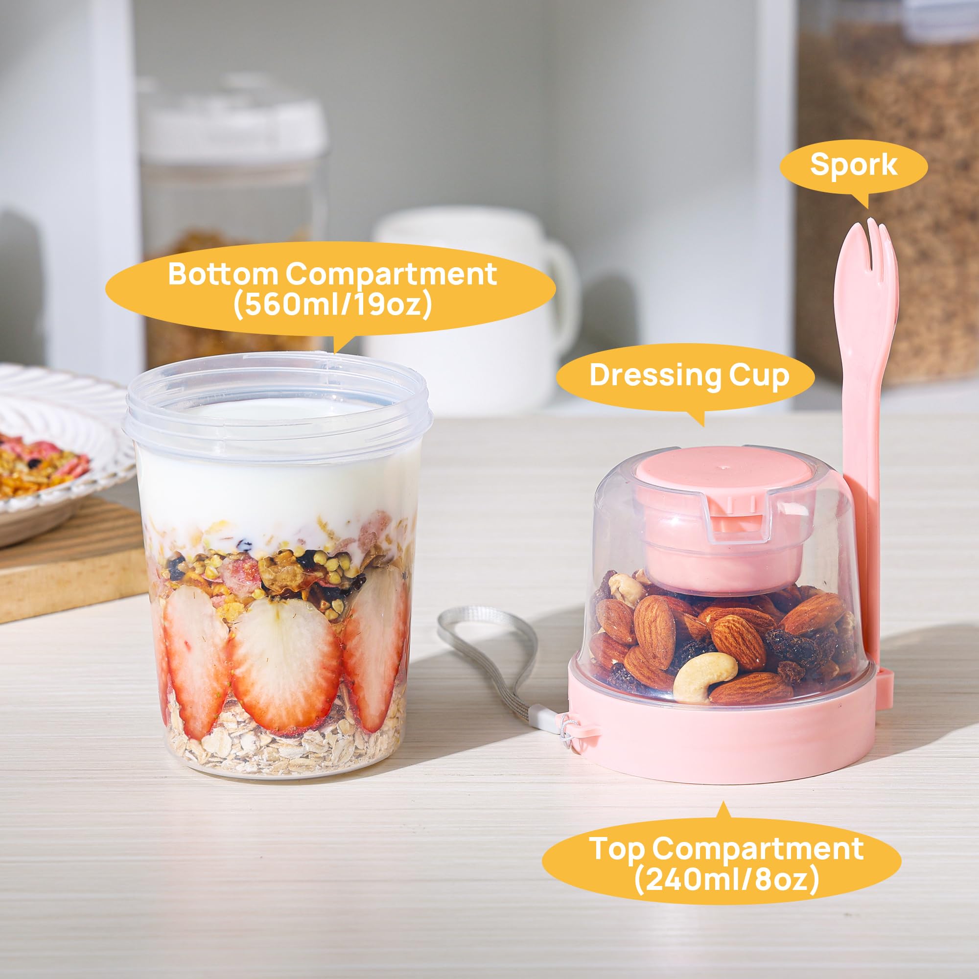 Vtopmart parfait cups with silicone seal lids prevent leaks during transit.