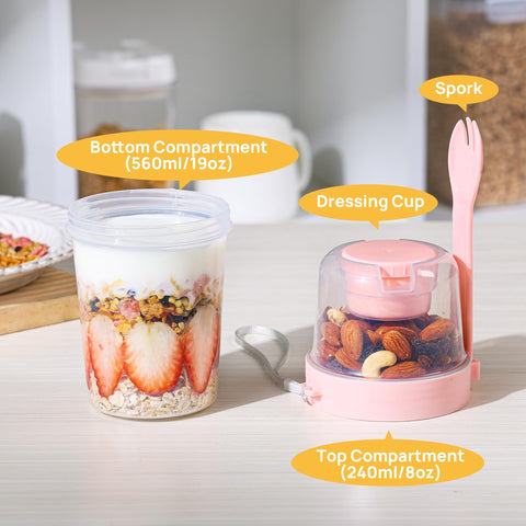 Vtopmart parfait cups with silicone seal lids prevent leaks during transit.