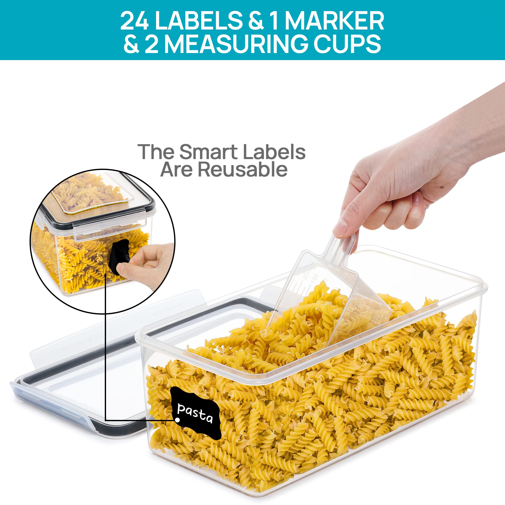 Vtopmart spaghetti containers designed for dry foods and scalable capacity