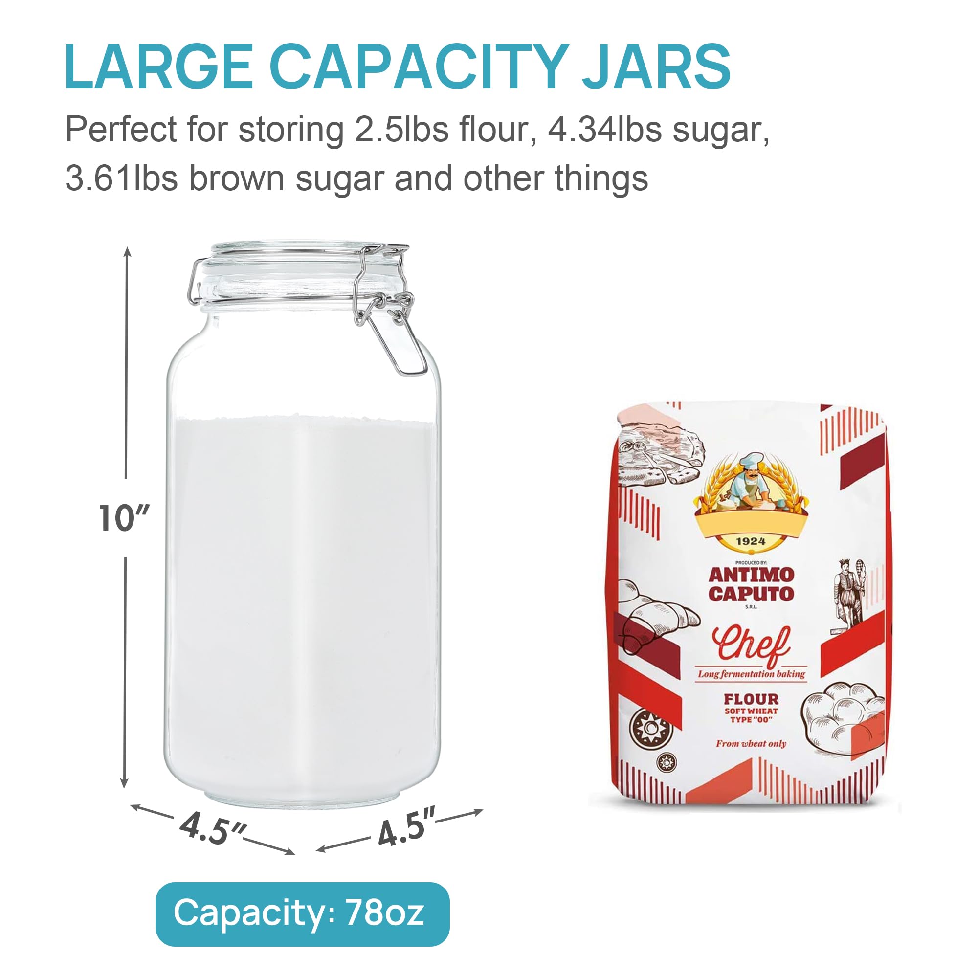 Vtopmart square mason jar shows three-pack versatility for bulk storage