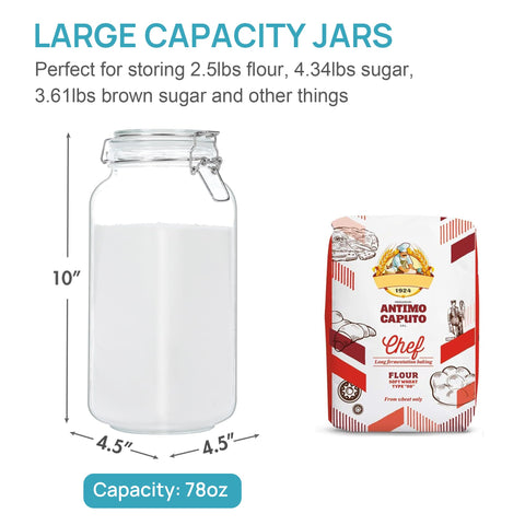 Vtopmart square mason jar shows three-pack versatility for bulk storage