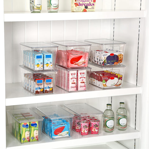 Vtopmart stackable bin on kitchen shelf saves space