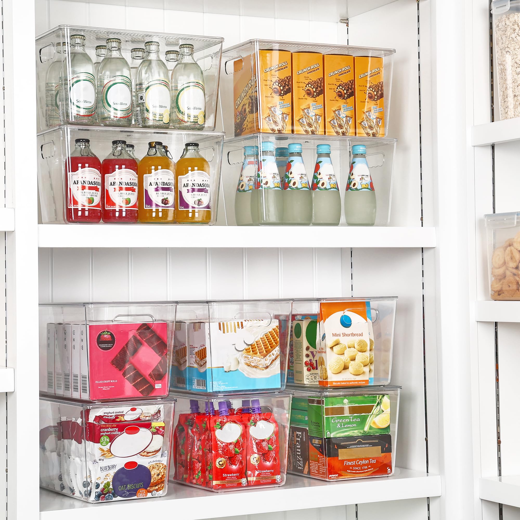 Vtopmart stackable bins maximize vertical pantry storage and efficiency.