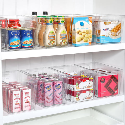 Vtopmart stackable cabinet bin saves shelf space and improves order