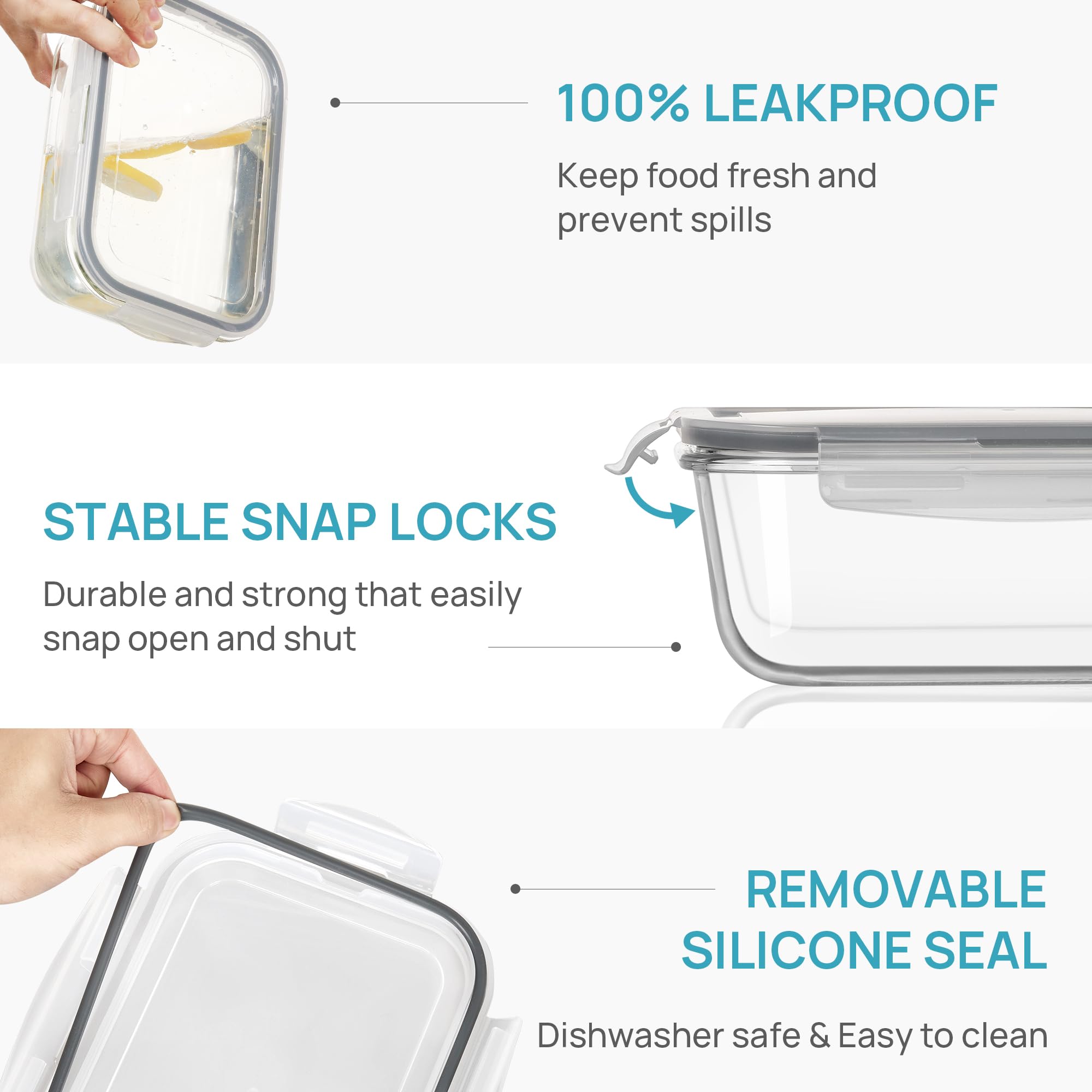 Vtopmart stackable glass containers for organized fridge and pantry.